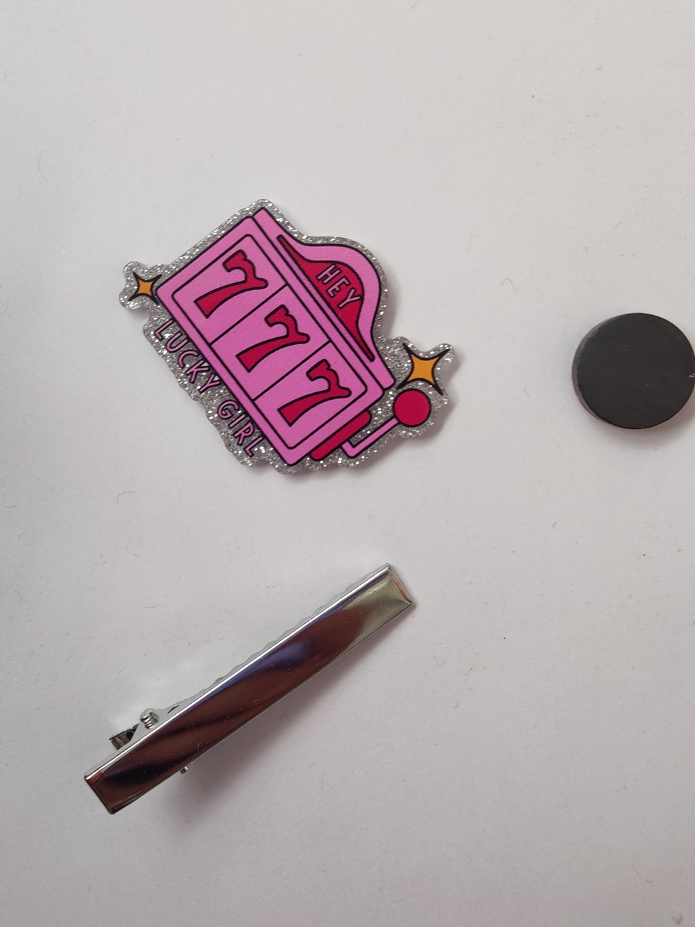 Custom Handmade Character Magnet or Hair Clip- Lucky 7